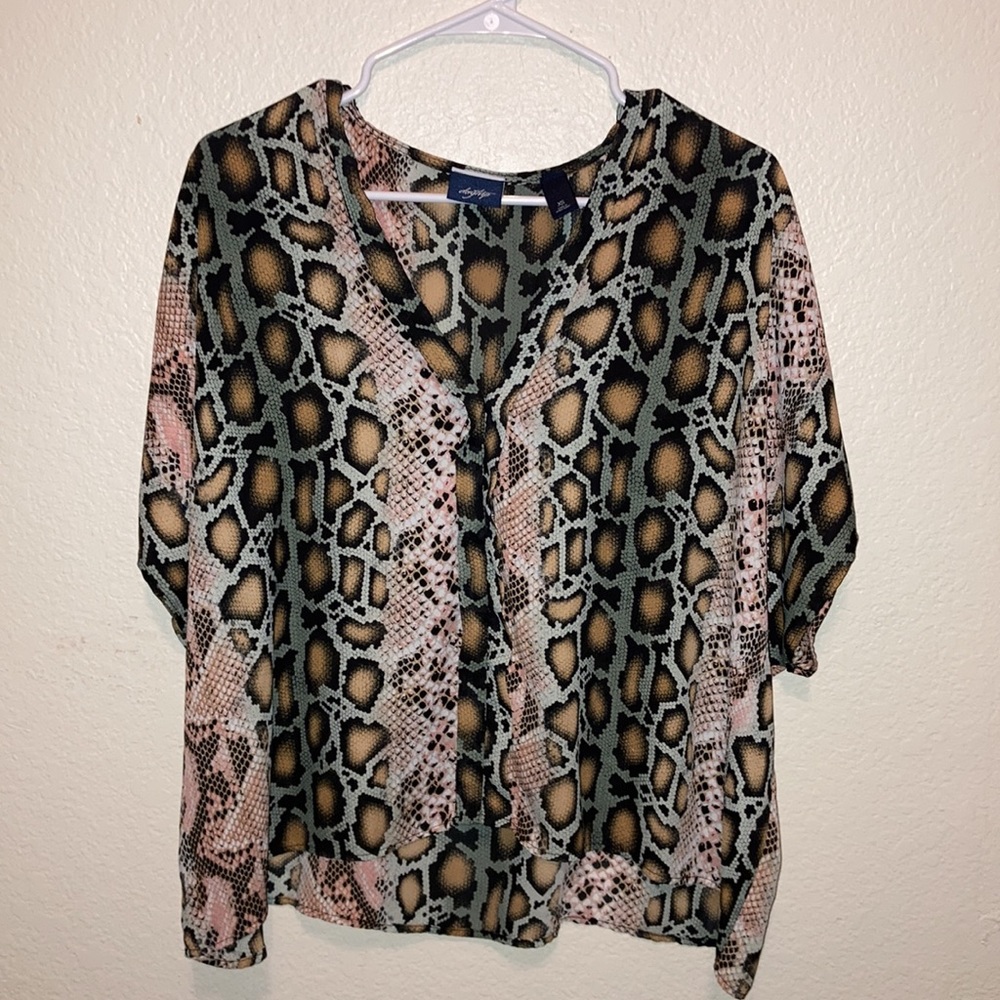Daytrip Snake Print Blouse; Size: X-small
